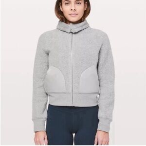 Lululemon So Sherpa Cropped Boucle Gray Jacket-Size 6